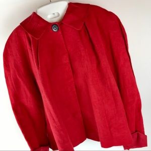 Magaschoni Red Drape Jacket Peter Pan collar